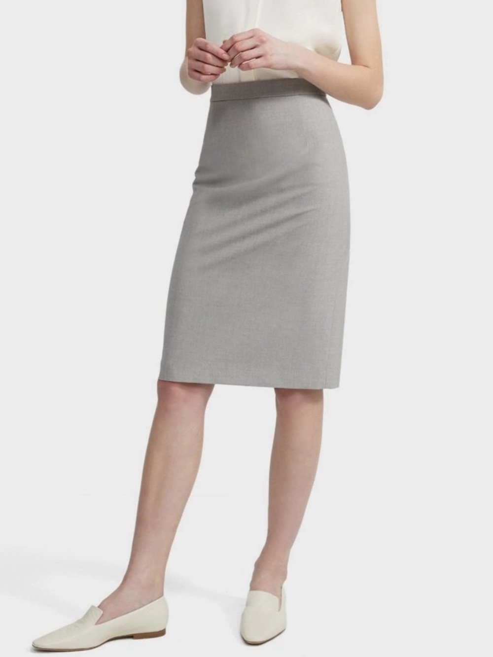 Theory Women's Charcoal Wool Pencil Skirt